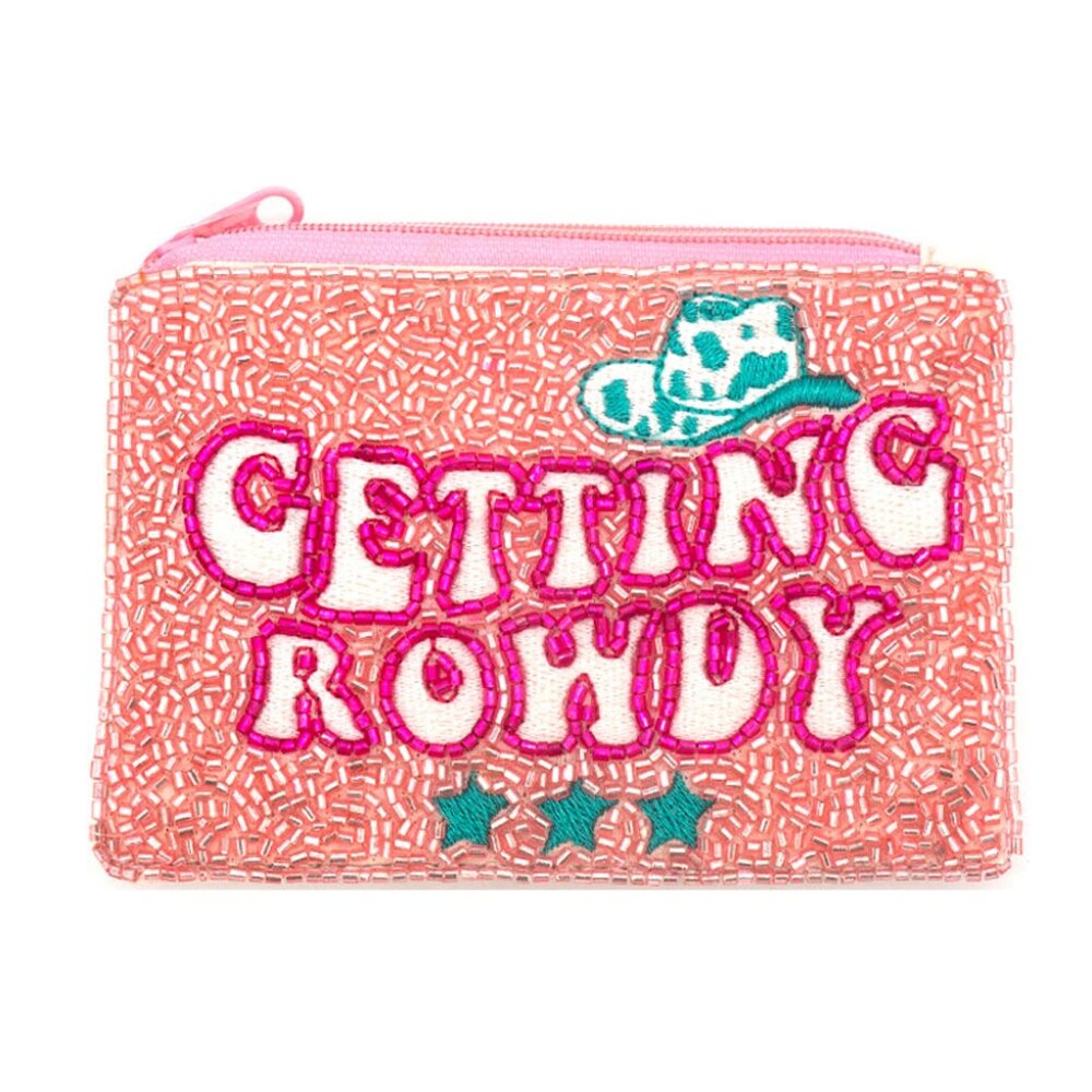 GETTING ROWDY Beaded Coin Money Pink Turquoise Western Cowgirl Pouch Bag